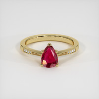 1.10 Ct. Purplish Red Ruby Ring, 14K Yellow Gold 1