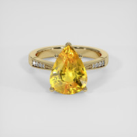 4.07 Ct. Orangish Yellow Sapphire Ring, 14K Yellow Gold 1