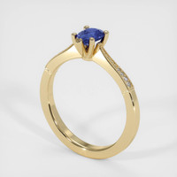 0.50 Ct. Blue Sapphire Ring, 18K Yellow Gold 2