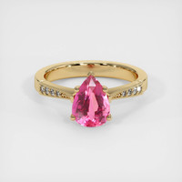2.96 Ct. Purplish Pink Sapphire Ring, 18K Yellow Gold 1