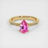 1.24 Ct. Pink Sapphire Ring, 18K Yellow Gold 1