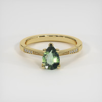 0.68 Ct. Green Sapphire Ring, 18K Yellow Gold 1