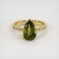 6.05 Ct. Yellowish Green Sapphire Ring, 18K Yellow Gold 1