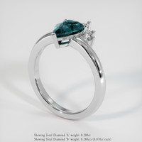 2.07 Ct. Greenish Blue Sapphire Ring, Platinum 950 2