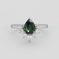 1.39 Ct. Green Sapphire Ring, Silver 1
