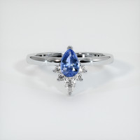 0.50 Ct. Blue Sapphire Ring, 18K White Gold 1