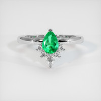 0.46 Ct. Emerald Ring, 18K White Gold 1