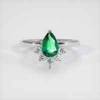 0.87 Ct. Emerald Ring, 18K White Gold 1