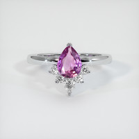0.81 Ct. Pink Sapphire Ring, 18K White Gold 1
