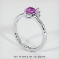 0.81 Ct. Pink Sapphire Ring, 18K White Gold 2