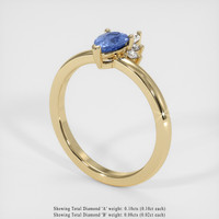 0.50 Ct. Blue Sapphire Ring, 14K Yellow Gold 2