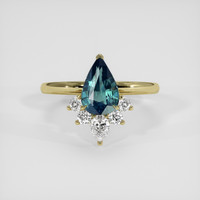 2.07 Ct. Greenish Blue Sapphire Ring, 14K Yellow Gold 1