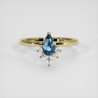 1.02 Ct. Greenish Blue Sapphire Ring, 14K Yellow Gold 1