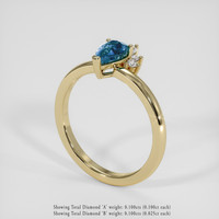 1.02 Ct. Greenish Blue Sapphire Ring, 14K Yellow Gold 2