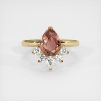 2.09 Ct. Orangish Brown Sapphire Ring, 14K Yellow Gold 1