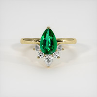 1.12 Ct. Emerald Ring, 18K Yellow Gold 1