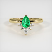 0.46 Ct. Emerald Ring, 18K Yellow Gold 1