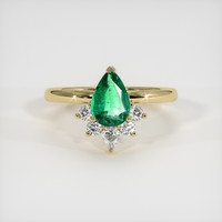 0.87 Ct. Emerald Ring, 18K Yellow Gold 1