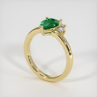 0.87 Ct. Emerald Ring, 18K Yellow Gold 2