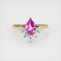 1.57 Ct. Pink Sapphire Ring, 18K Yellow Gold 1