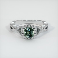 0.78 Ct. Sapphire Ring, 14K White Gold 1