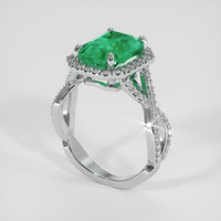 4.00 Ct. Emerald Ring, 18K White Gold 2