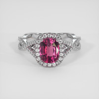1.42 Ct. Pink Spinel Ring, 18K White Gold 1