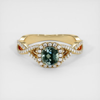 0.78 Ct. Green Sapphire Ring, 14K Yellow Gold 1