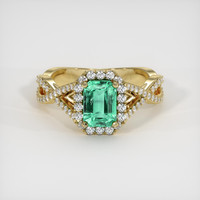 0.94 Ct. Emerald Ring, 18K Yellow Gold 1