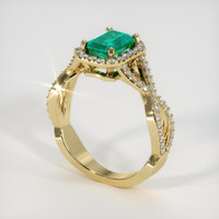 0.94 Ct. Emerald Ring, 18K Yellow Gold 2