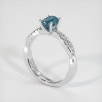 1.03 Ct. Bluish Green Sapphire Ring, 10K White Gold 2