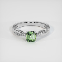 0.85 Ct. Green Sapphire Ring, 14K White Gold 1