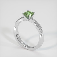 0.85 Ct. Green Sapphire Ring, 14K White Gold 2