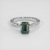 2.53 Ct. Bluish Green Sapphire Ring, 18K White Gold 1