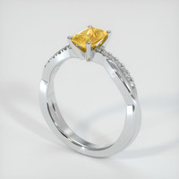 0.84 Ct. Yellow Sapphire Ring, 18K White Gold 2