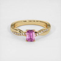 0.63 Ct. Pink Sapphire Ring, 18K Yellow Gold 1