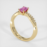 0.63 Ct. Pink Sapphire Ring, 18K Yellow Gold 2