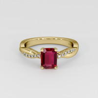 1.10 Ct. Ruby Ring, 18K Yellow Gold 1