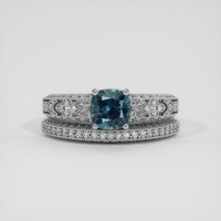 1.49 Ct. Greenish Blue Sapphire Ring, Platinum 950 1