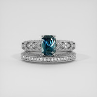 1.60 Ct. Greenish Blue Sapphire Ring, 10K White Gold 1