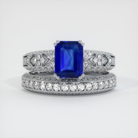 1.11 Ct. Blue Sapphire Ring, 18K White Gold 1