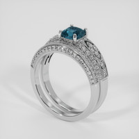 1.49 Ct. Greenish Blue Sapphire Ring, 18K White Gold 2