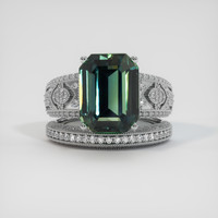 13.00 Ct. Greenish Blue Sapphire Ring, 18K White Gold 1