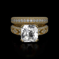 4.55 Ct. White Sapphire Ring, 14K Yellow Gold 1
