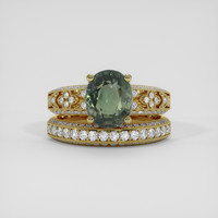 2.93 Ct. Green Sapphire Ring, 14K Yellow Gold 1