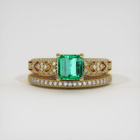 0.92 Ct. Emerald Ring, 18K Yellow Gold 1