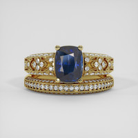 3.52 Ct. Blue Sapphire Ring, 18K Yellow Gold 1