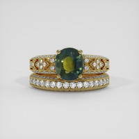 2.26 Ct. Yellowish Green Sapphire Ring, 18K Yellow Gold 1
