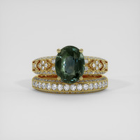 2.97 Ct. Green Sapphire Ring, 18K Yellow Gold 1