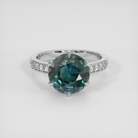 4.15 Ct. Bluish Green Sapphire Ring, Platinum 950 1
